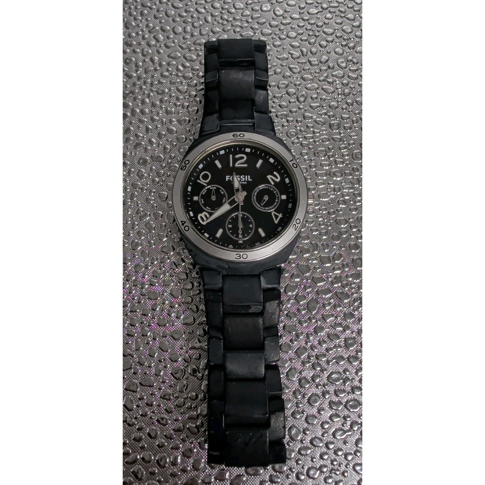 Fossil Berkley Ceramic Band, Black‎ Dial Women's Watch CE1043 Crystal Bezel